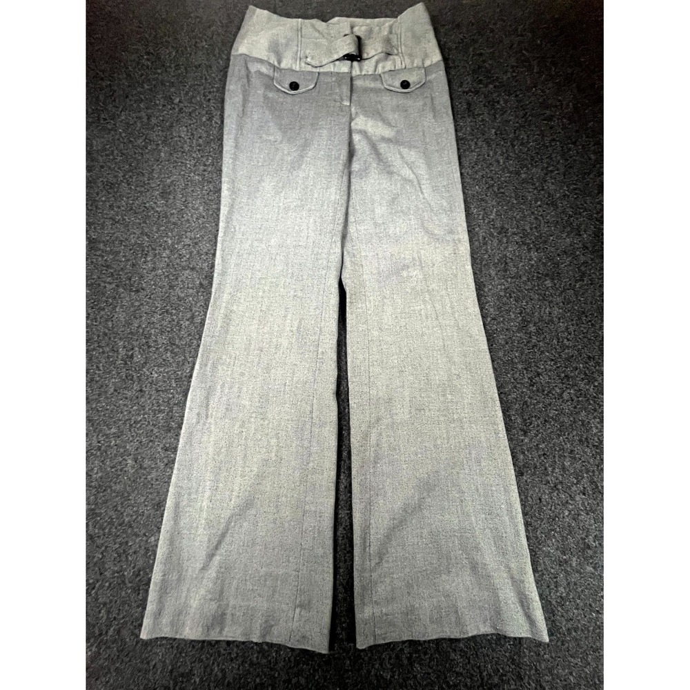 Dots Dress Pants Women's 3/4 Gray Y2K Comfort Flat Front Waist Belted Wide Leg